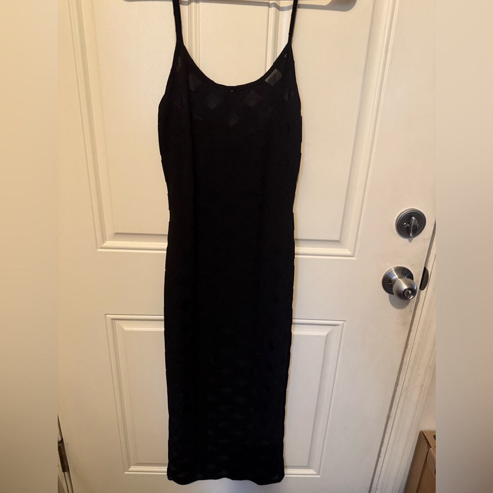 Fashion Nova Black Sexy, Crisscross Mesh Dress (Christina Mesh Midi Dress)